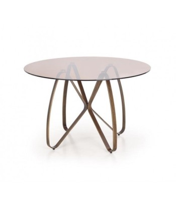 Set de table verre et métal Lungo Marron + 4 Chaises K290 Gris, Ø120xH76 cm suggérées chez