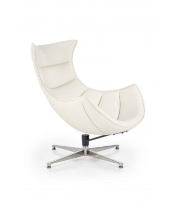 Fauteuil pivotant rembourré avec éco-cuir et pied en métal Luxor Blanc, l86xA94xH96 cm pas cher 