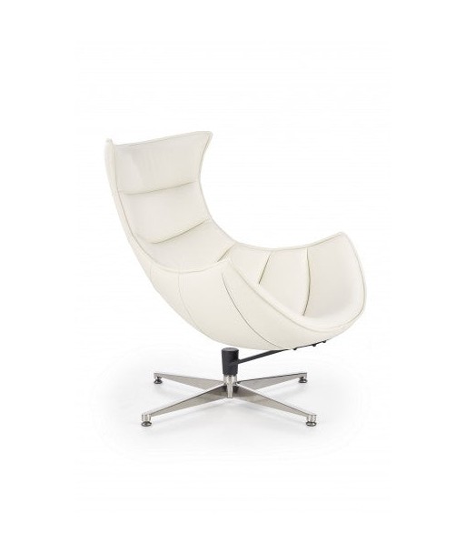 Fauteuil pivotant rembourré avec éco-cuir et pied en métal Luxor Blanc, l86xA94xH96 cm pas cher 