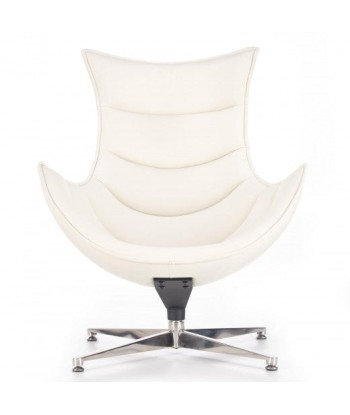 Fauteuil pivotant rembourré avec éco-cuir et pied en métal Luxor Blanc, l86xA94xH96 cm pas cher 