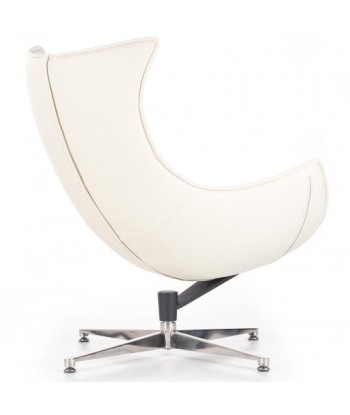 Fauteuil pivotant rembourré avec éco-cuir et pied en métal Luxor Blanc, l86xA94xH96 cm pas cher 