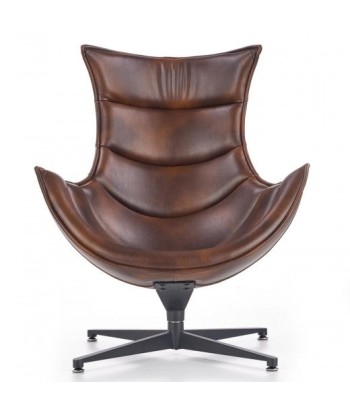 Fauteuil pivotant rembourré avec éco-cuir et pied en métal Luxor Marron foncé, l86xA94xH96 cm offre 