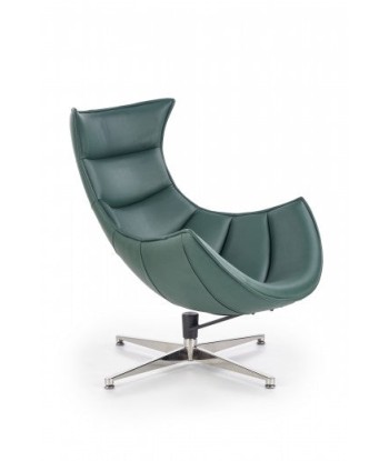 Fauteuil pivotant rembourré avec éco-cuir et pied en métal Luxor Vert foncé, l86xA94xH96 cm commande en ligne