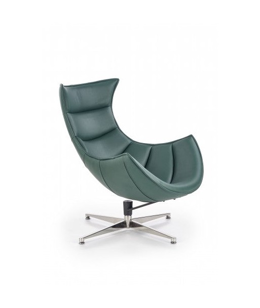 Fauteuil pivotant rembourré avec éco-cuir et pied en métal Luxor Vert foncé, l86xA94xH96 cm commande en ligne