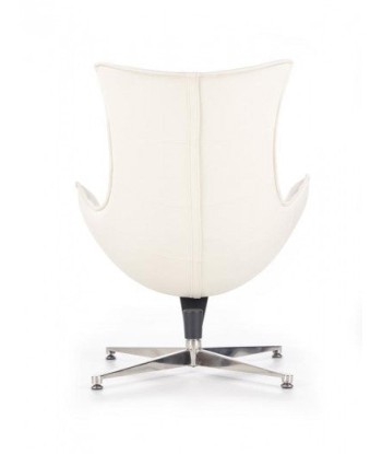 Fauteuil pivotant rembourré avec éco-cuir et pied en métal Luxor Blanc, l86xA94xH96 cm pas cher 