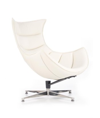 Fauteuil pivotant rembourré avec éco-cuir et pied en métal Luxor Blanc, l86xA94xH96 cm pas cher 