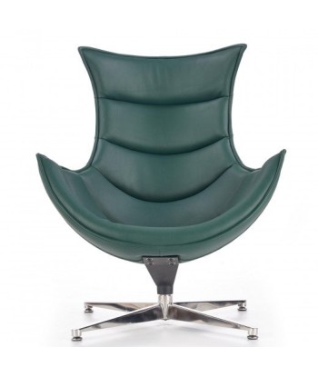 Fauteuil pivotant rembourré avec éco-cuir et pied en métal Luxor Vert foncé, l86xA94xH96 cm commande en ligne