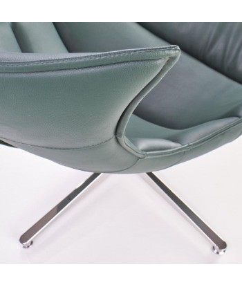 Fauteuil pivotant rembourré avec éco-cuir et pied en métal Luxor Vert foncé, l86xA94xH96 cm commande en ligne