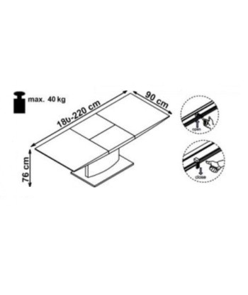 Table Marcello en MDF, L180-220xl90xh76 cm Voir les baskets