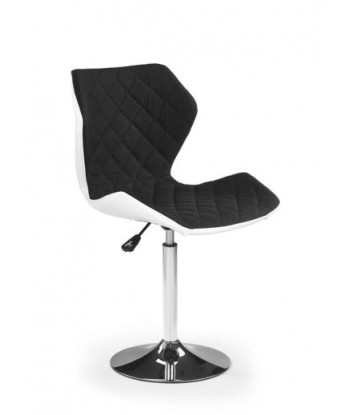 Tabouret de bar rembourré en simili cuir et tissu Matrix II Noir / Blanc, l48xA53xH92-104 cm pas cher 