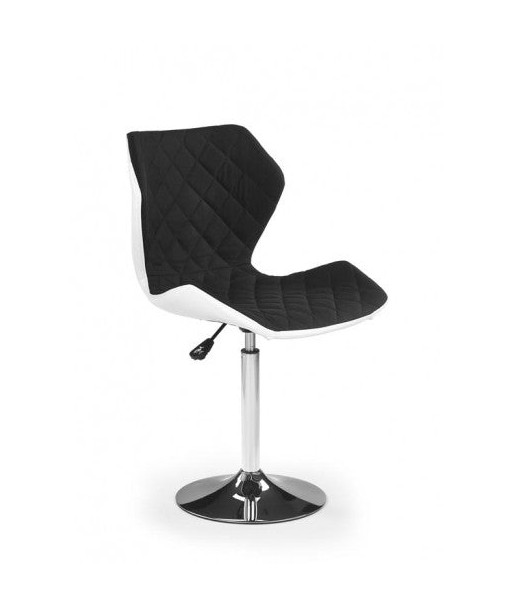 Tabouret de bar rembourré en simili cuir et tissu Matrix II Noir / Blanc, l48xA53xH92-104 cm pas cher 