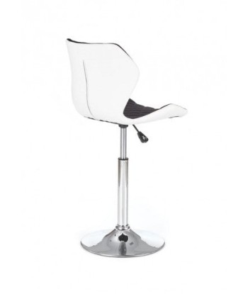 Tabouret de bar rembourré en simili cuir et tissu Matrix II Noir / Blanc, l48xA53xH92-104 cm pas cher 