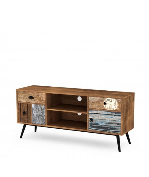 Commode TV en bois et métal, avec 2 tiroirs et 2 portes Mezo RTV-1 Multicolor, l120xA39xH60 cm Le MVP de beaucoup