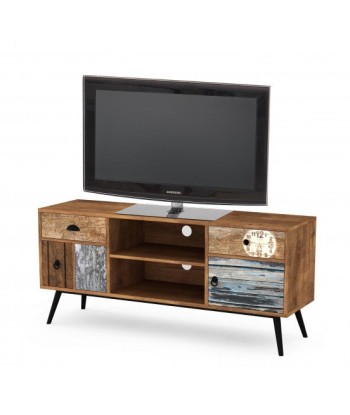 Commode TV en bois et métal, avec 2 tiroirs et 2 portes Mezo RTV-1 Multicolor, l120xA39xH60 cm Le MVP de beaucoup