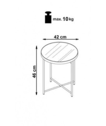 Table basse Mira Cupru en verre et métal, Ø42xH46 cm le des métaux précieux