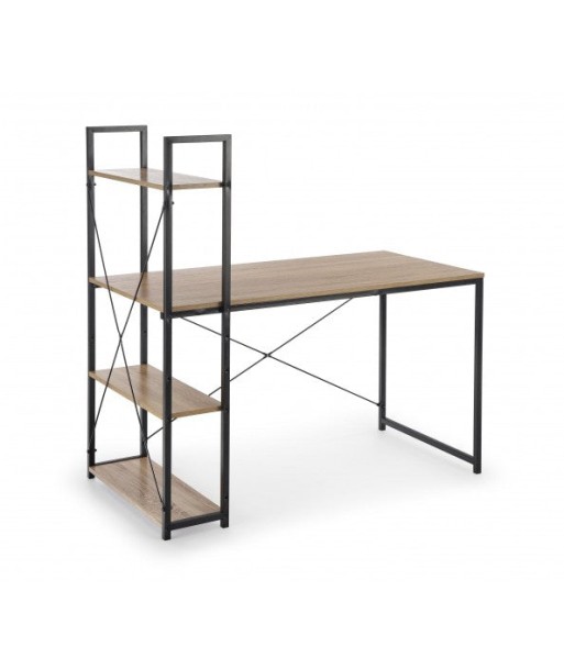 Table de bureau avec étagère, en palettes et métal Narvik B1 Chêne Sonoma / Noir, L120xl64xH120 cm Véritable concentré