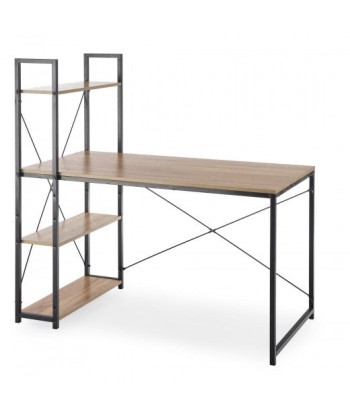 Table de bureau avec étagère, en palettes et métal Narvik B1 Chêne Sonoma / Noir, L120xl64xH120 cm Véritable concentré