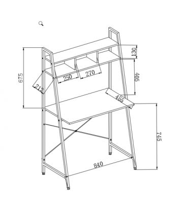 Table de bureau avec étagère, en palettes et métal Narvik B2 Chêne Sonoma / Noir, L84xl46xH142 cm les muscles