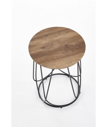 Table basse en MDF et métal Nubira S Noyer / Noir, Ø40xH51 cm soldes