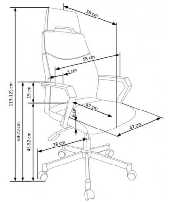 Chaise de bureau ergonomique tapissée de Gris Olaf / Noir, l58xA59xH113-121 cm Faites des économies