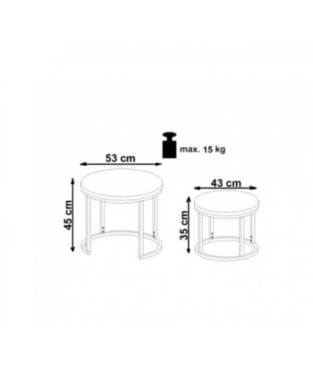 Set de 2 tables basses en MDF et métal Chêne Oreo / Noir, Ø53xH45 / Ø43xH35 cm vous aussi creer 