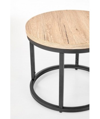 Set de 2 tables basses en MDF et métal Oreo Chêne San Remo / Noir, Ø53xH45 / Ø43xH35 cm les ctes