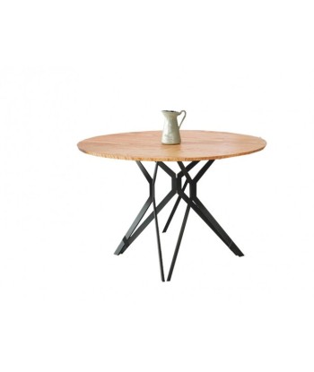 Table MDF et métal Pixel 2 Chêne Doré / Noir, Ø120xH76 cm Venez acheter