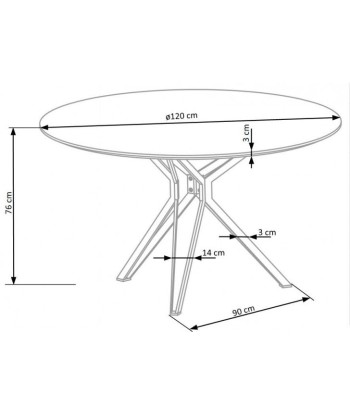 Table MDF et métal Pixel 2 Chêne Doré / Noir, Ø120xH76 cm Venez acheter