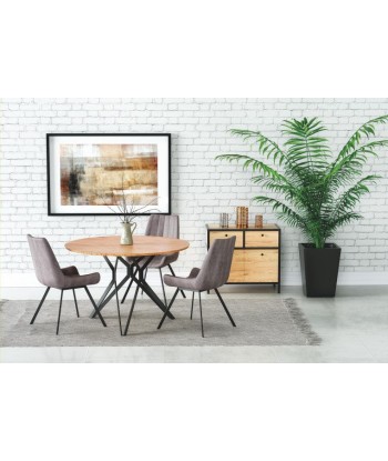 Table MDF et métal Pixel 2 Chêne Doré / Noir, Ø120xH76 cm Venez acheter