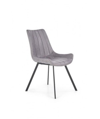 Set de table en MDF et métal Pixel 2 Chêne / Noir + 3 chaises rembourrées avec éco-cuir K279 Gris, Ø120xH76 cm en linge