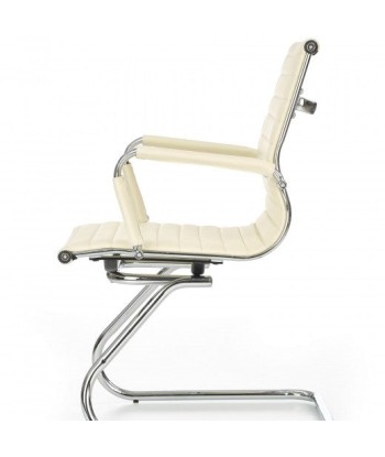 Chaise de bureau, tapissée de cuir écologique Pamina Crem, l58xA60xH88 cm Amélioration de cerveau avec