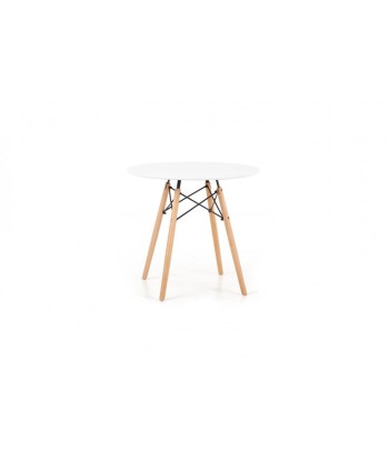 Table en MDF et hêtre Prometheus Round Blanc / Hêtre, Ø80xH75 cm l'évolution des habitudes 