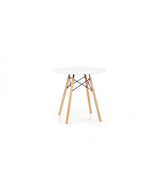 Table en MDF et hêtre Prometheus Round Blanc / Hêtre, Ø80xH75 cm l'évolution des habitudes 