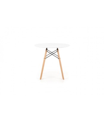 Table en MDF et hêtre Prometheus Round Blanc / Hêtre, Ø80xH75 cm l'évolution des habitudes 