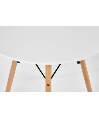 Table en MDF et hêtre Prometheus Round Blanc / Hêtre, Ø80xH75 cm l'évolution des habitudes 