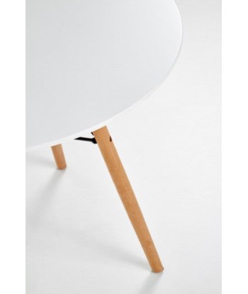 Table en MDF et hêtre Prometheus Round Blanc / Hêtre, Ø80xH75 cm l'évolution des habitudes 