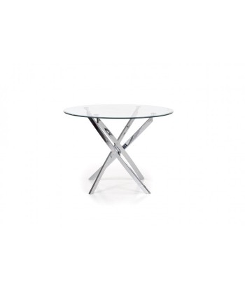 Raymond Transparent / Table en verre et métal chromé, Ø100xH73 cm soldes