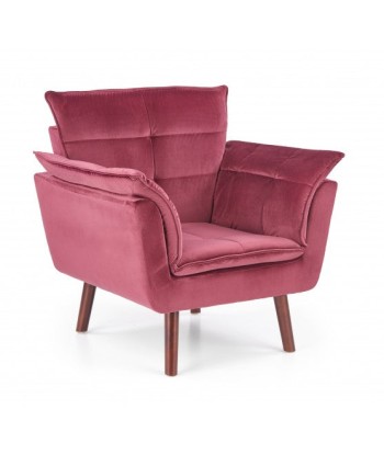 Fauteuil rembourré en tissu, avec pieds en bois Rezzo Bordeaux, l80xA73xH84 cm En savoir plus