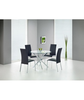 Raymond Transparent / Table en verre et métal chromé, Ø100xH73 cm soldes