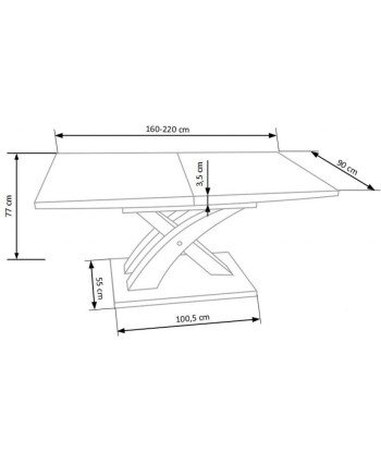 Table extensible en MDF et métal Sandor 2 Gris, L160-220xl90xH77 cm vous aussi creer 