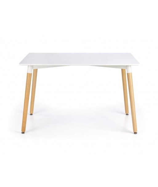 Table MDF et bois Socrates Blanc / Hêtre, L120xl80xH74 cm la chaussure