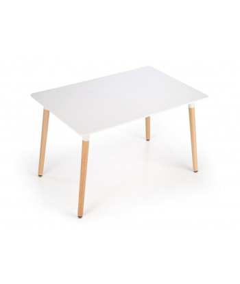 Table MDF et bois Socrates Blanc / Hêtre, L120xl80xH74 cm la chaussure