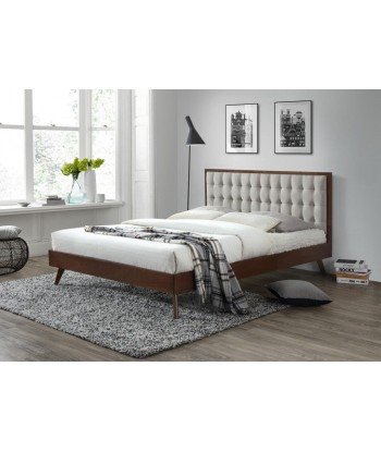 Lit en caoutchouc, recouvert de tissu Solomo Beige / Noyer, 200 x 160 cm sélection de produits