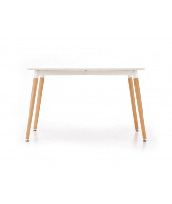 Table MDF et bois Socrates Blanc / Hêtre, L120xl80xH74 cm la chaussure