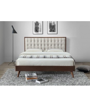 Lit en caoutchouc, recouvert de tissu Solomo Beige / Noyer, 200 x 160 cm sélection de produits