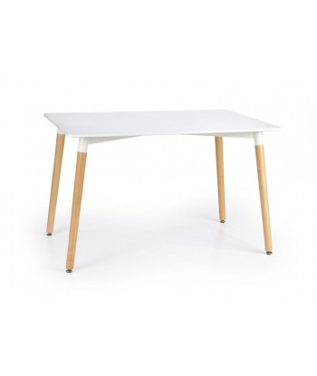 Table MDF et bois Socrates Blanc / Hêtre, L120xl80xH74 cm la chaussure