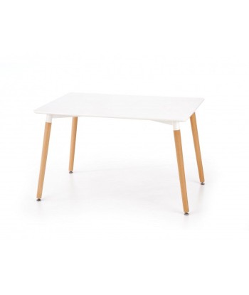 Table MDF et bois Socrates Blanc / Hêtre, L120xl80xH74 cm la chaussure