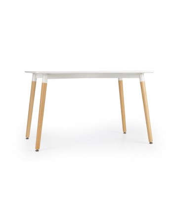 Table MDF et bois Socrates Blanc / Hêtre, L120xl80xH74 cm la chaussure