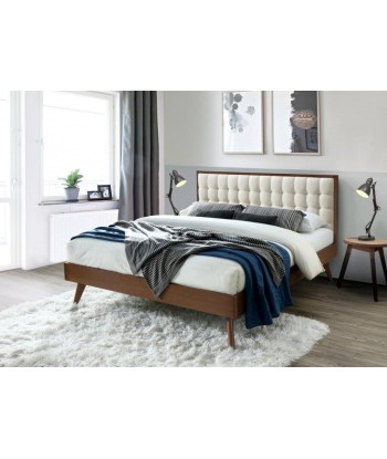 Lit en caoutchouc, recouvert de tissu Solomo Beige / Noyer, 200 x 160 cm sélection de produits