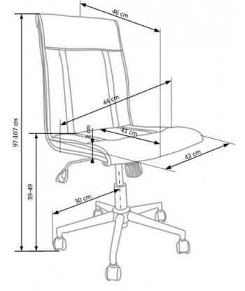 Chaise de bureau ergonomique, revêtue de cuir écologique Tyrol Blanc, l44xA46xH97-107 cm le concept de la Pate a emporter 